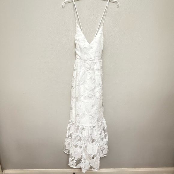 SOLD Brand New Lulus Feeling Like Forever White Jacquard Organza Midi Dress XL - Picture 5 of 10